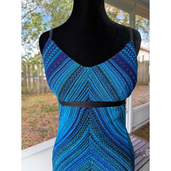 Cache Dresses & Skirts - 1990s Cache Small Ombre Chevron Blue Crochet Prom Cruise Wedding Guest